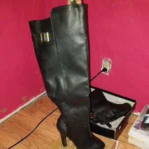 Black thigh high boots